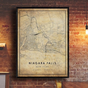 Niagara Falls Map Print | Niagara Falls Map | New York Map Art | Niagara Falls City Road Map Poster | Vintage Gift Map