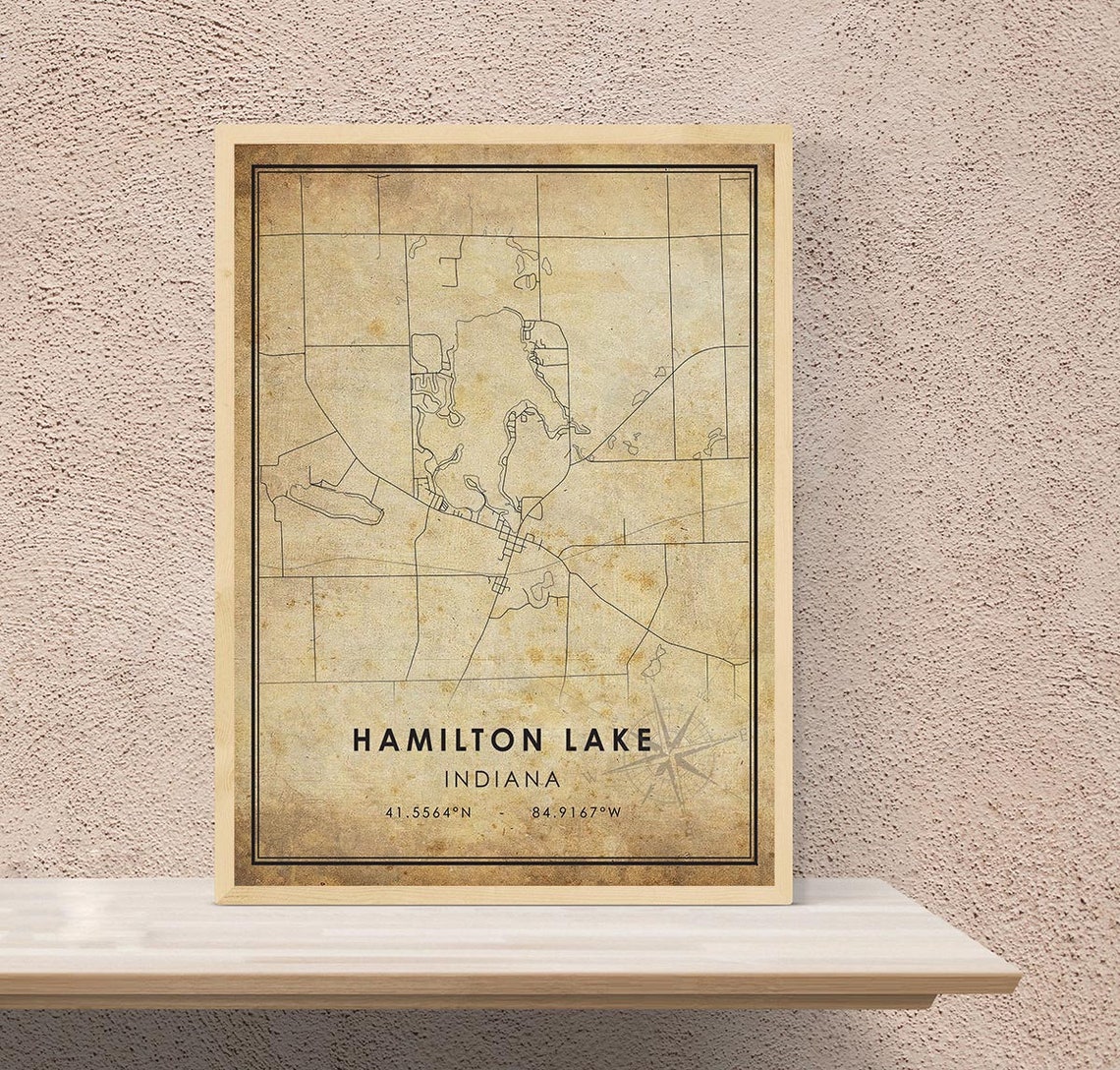 Hamilton Lake Map Print Hamilton Lake Map Indiana Map Art Etsy