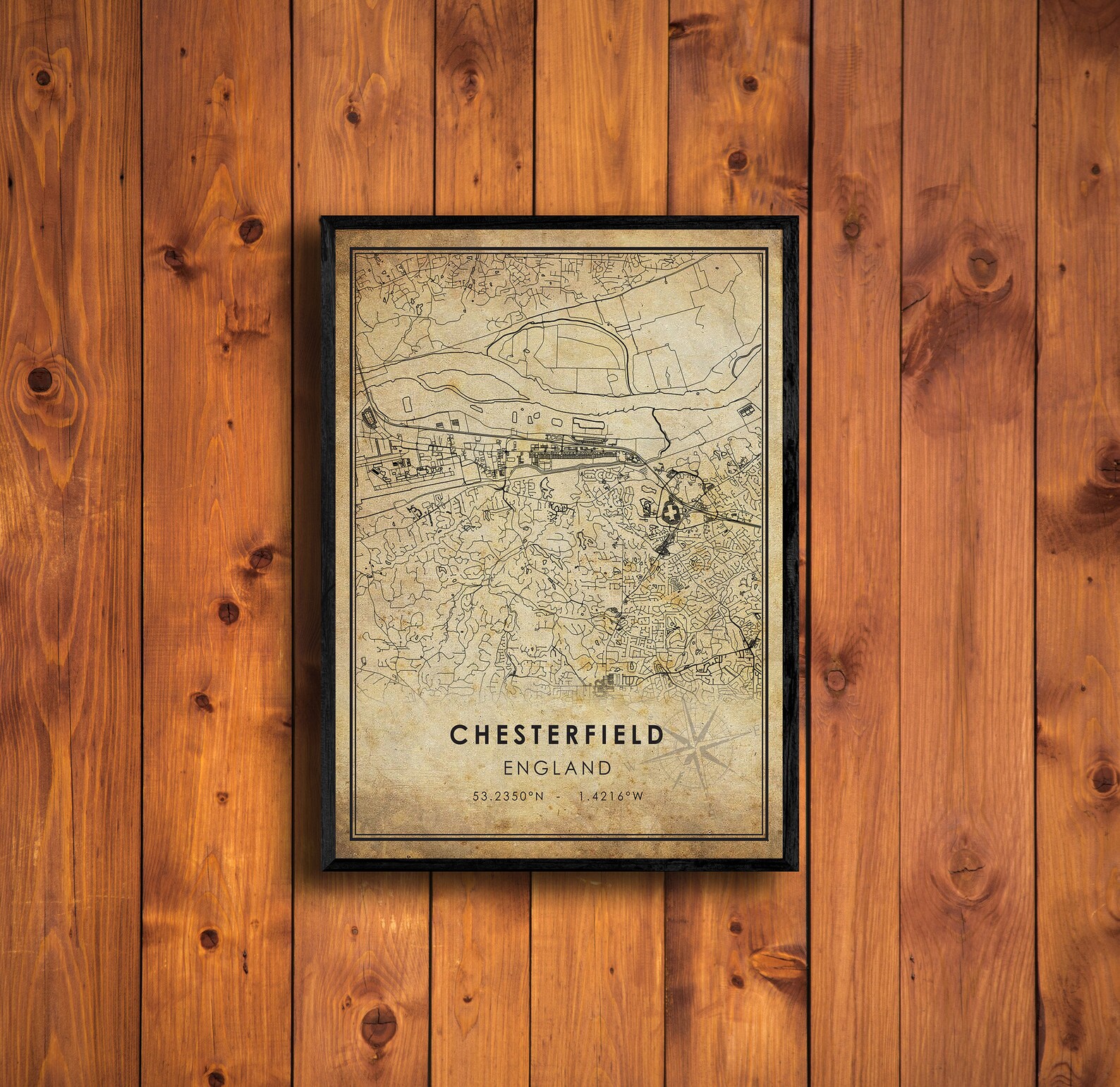 Chesterfield Vintage Map Print Chesterfield Map England | Etsy