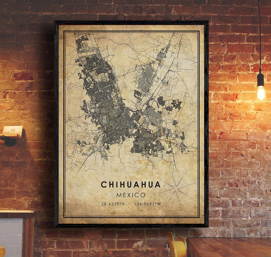 Chihuahua Map Print | Chihuahua Map | Mexico Map Art | Chihuahua City ...