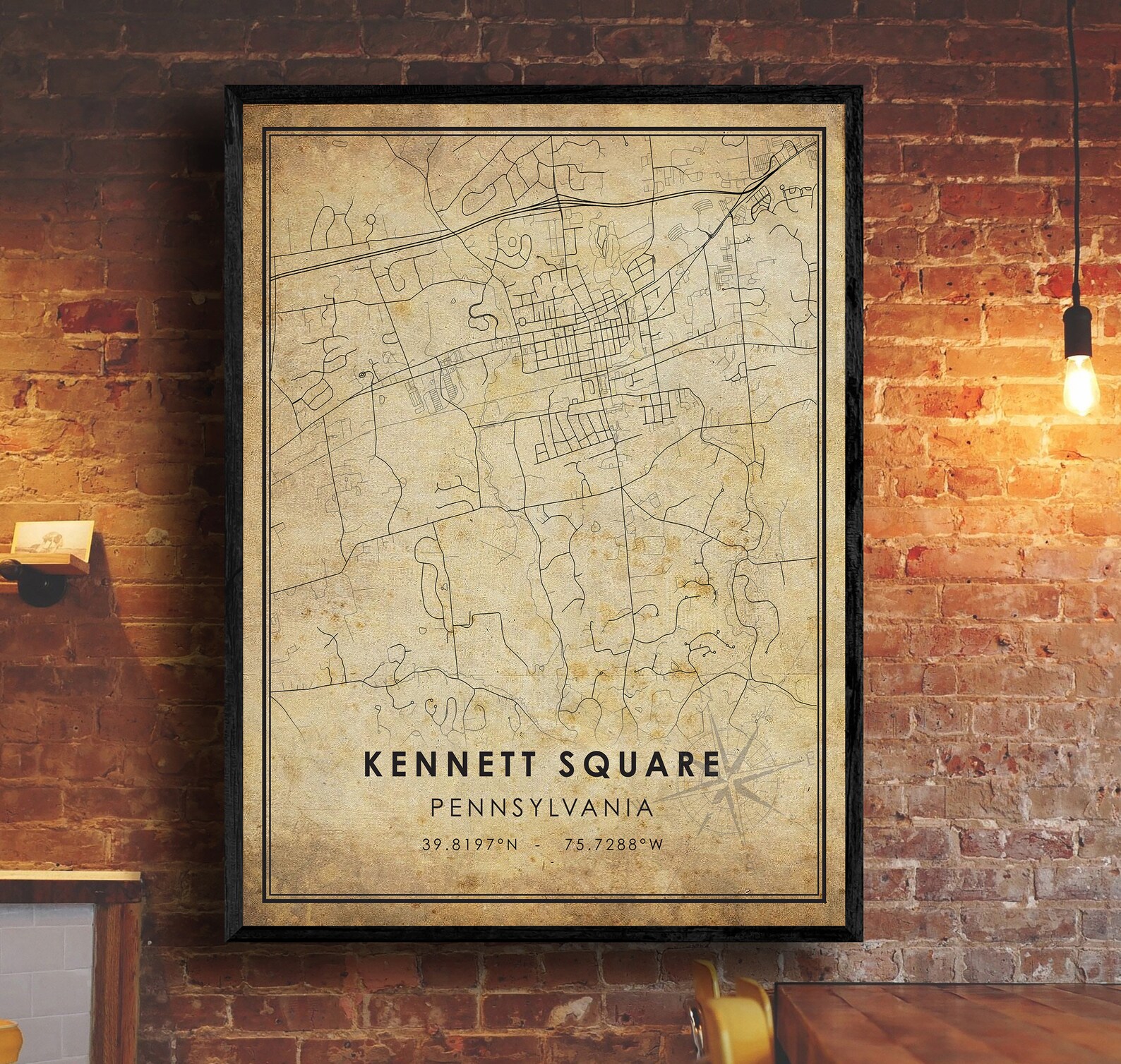 Kennett Square Vintage Map Print Kennett Square Pennsylvania  Etsy