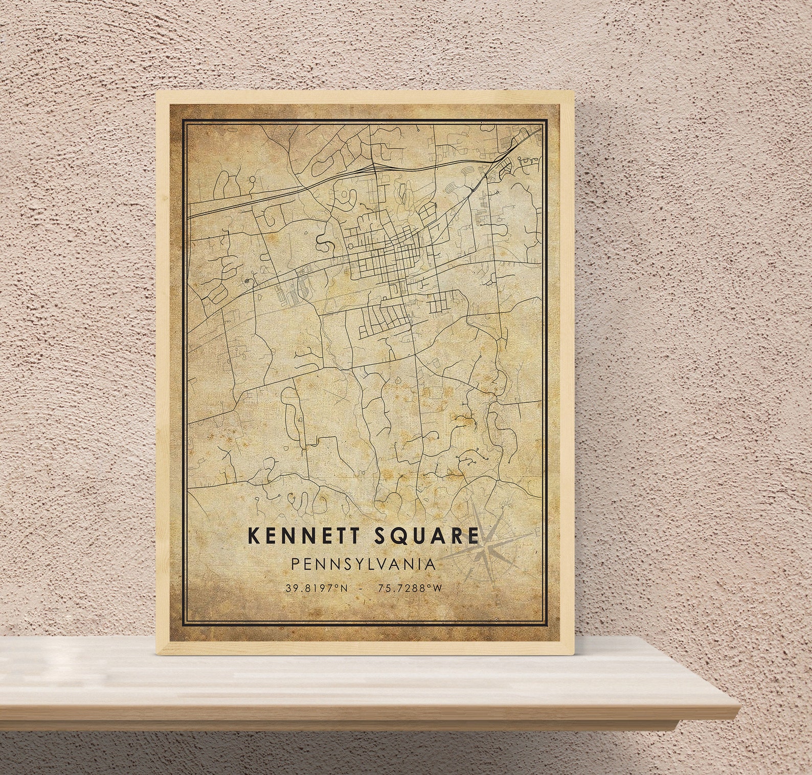 Square Vintage Map Print Square Pennsylvania Etsy