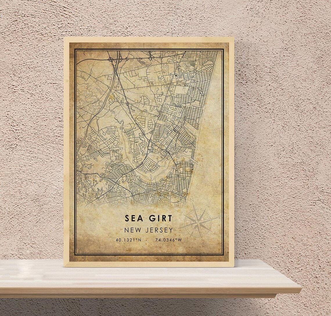 Sea Girt Map Print / Sea Girt Map / New Jersey Map Art / Sea Etsy