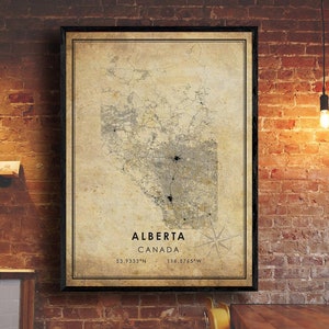 Alberta Map Print | Alberta Map | Canada Map Art | Alberta City Road Map Poster | Vintage Gift Map