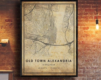 Old Town Alexandria Vintage Map Print | Old Town Alexandria Map | Virginia Map Art | Old Town City Road Map Poster | Vintage Gift Map