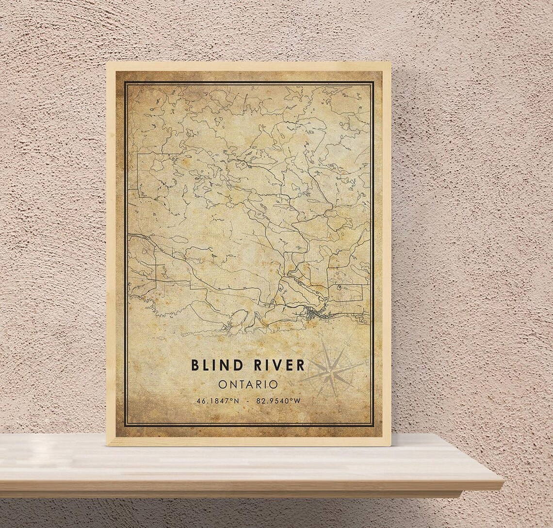 Blind River Vintage Map Print Blind River Map Ontario Map Etsy