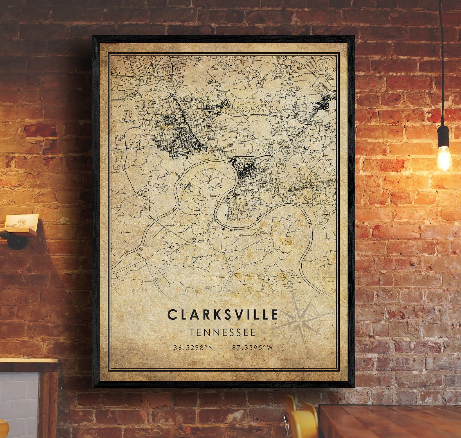 Clarksville Vintage Map Print Clarksville Map Tennessee Etsy