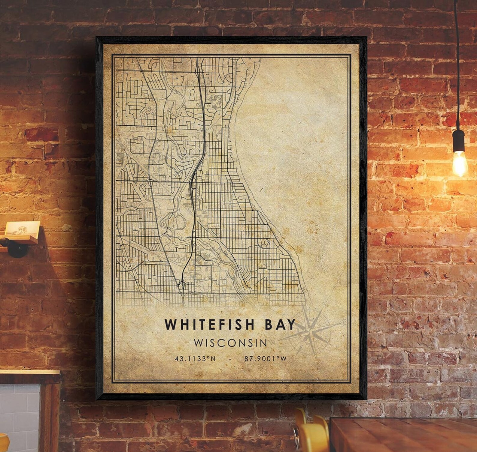 Whitefish Bay Map Print Whitefish Bay Map Wisconsin Map Etsy