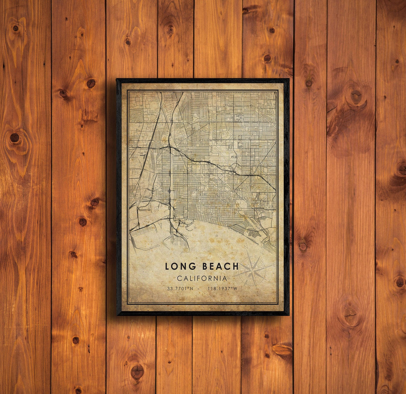Long Beach Vintage Map Print Long Beach Map California Map Etsy