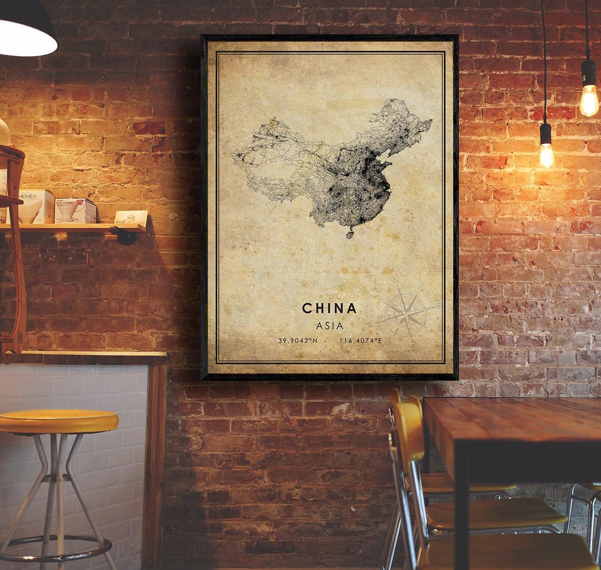 China Vintage Map Print | China Map | China Map Art | China Road Map ...