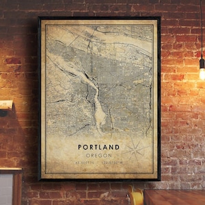 Portland Map Print | Portland Map | Oregon Map Art | Portland City Road Map Poster | Vintage Gift Map