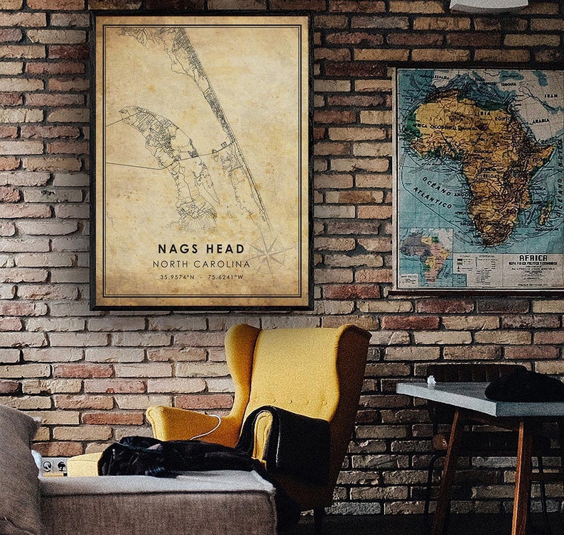 Nags Head Map Print Nags Head Map North Carolina Map Art Etsy