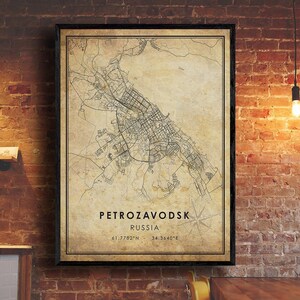Petrozavodsk Map Print | Petrozavodsk Map | Russia Map Art | Petrozavodsk City Road Map Poster | Vintage Gift Map