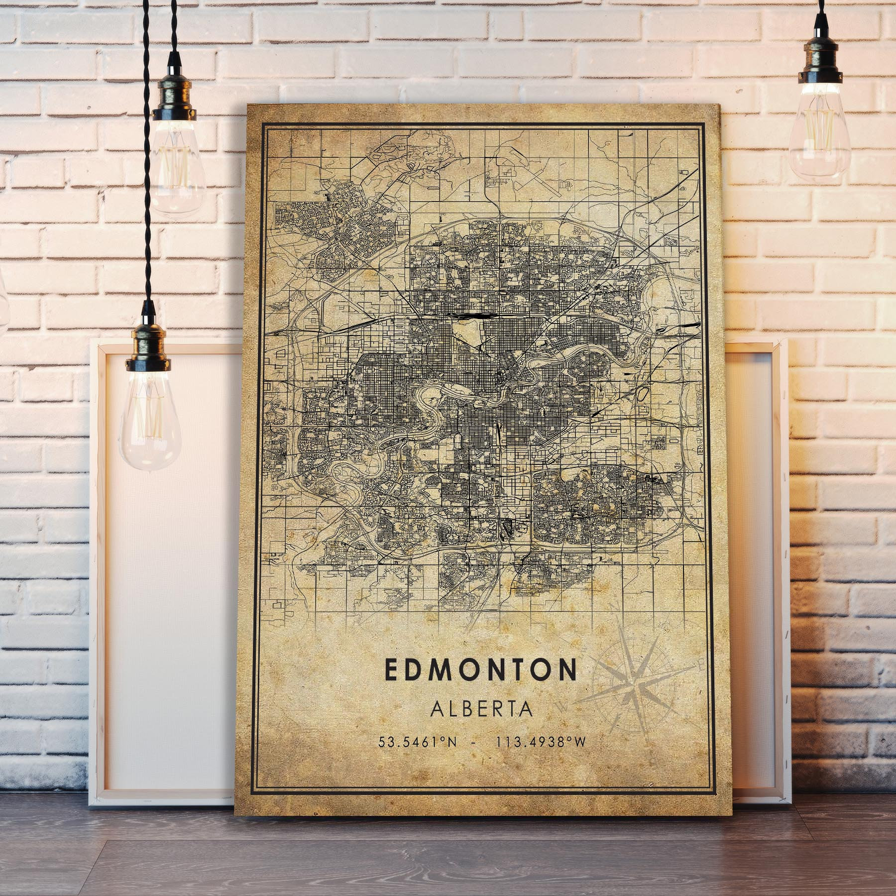 Edmonton Vintage Map Print Edmonton Map Alberta Map Art Etsy Canada
