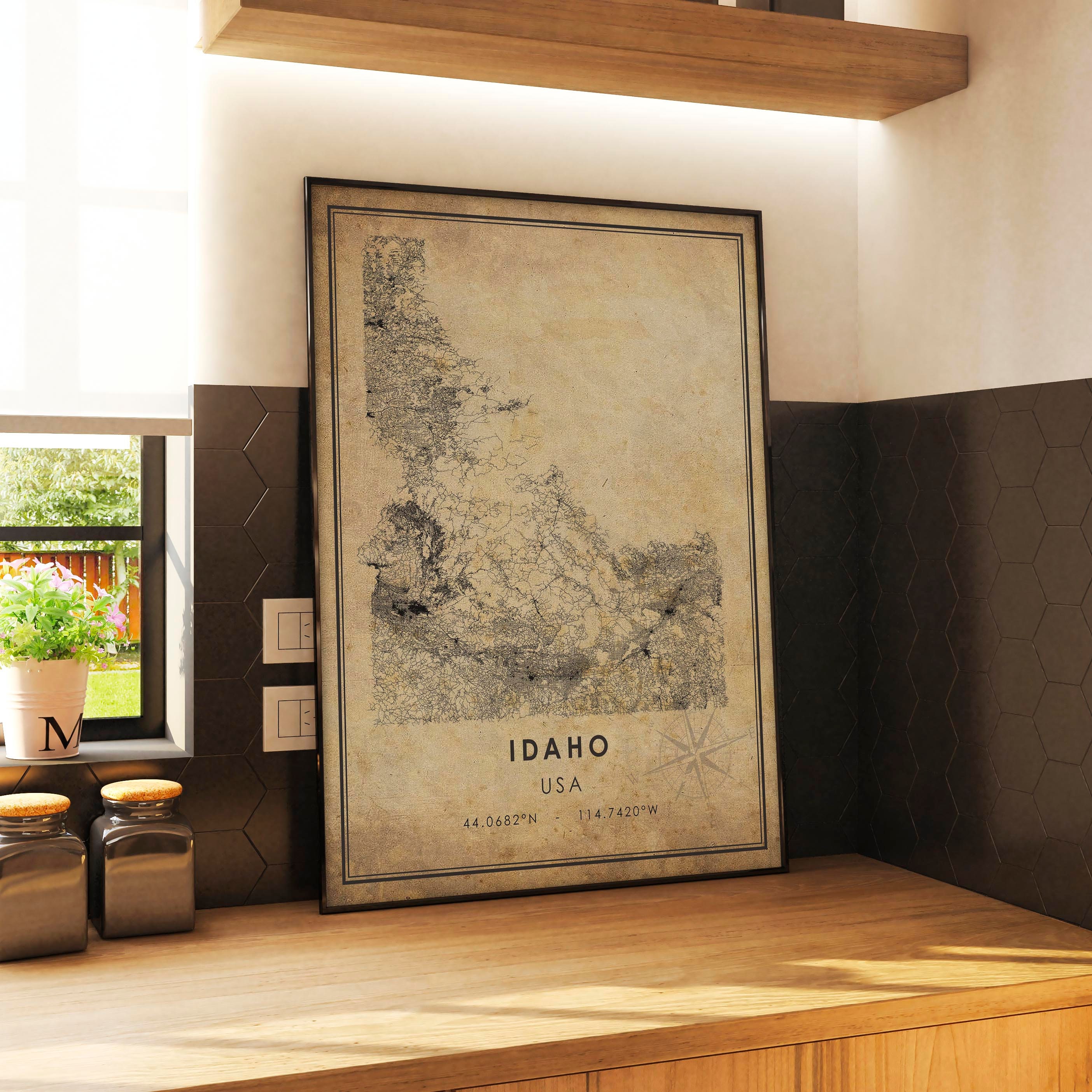 Idaho Map Print | Idaho Map | USA Map Art | Idaho City Road Map Poster ...