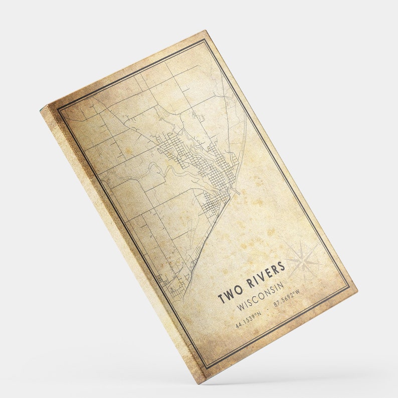 Two Rivers Map Print | Two Rivers Map | Wisconsin Map Art | Two Rivers ...