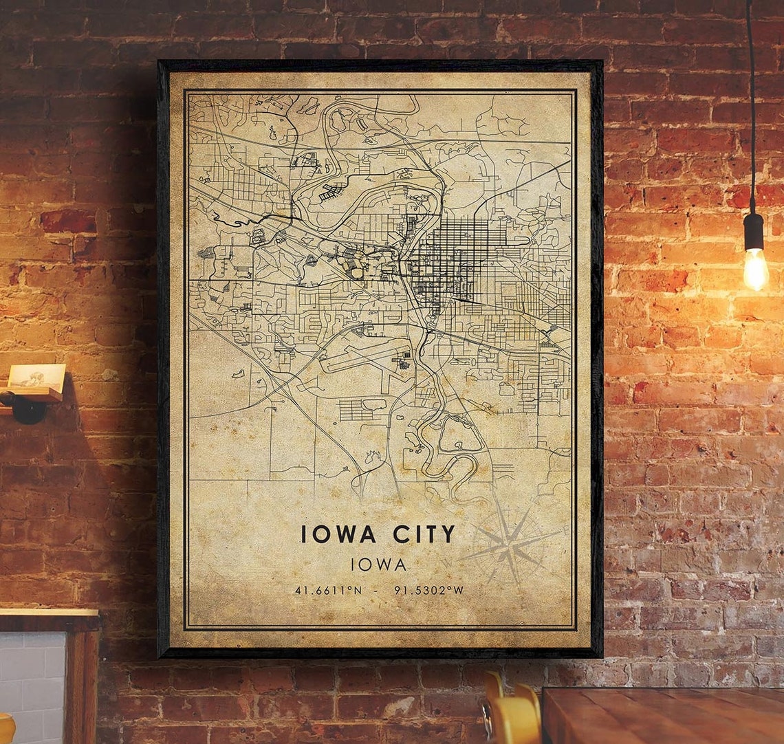 Iowa City Vintage Map Print Iowa City Map Iowa Map Art - Etsy