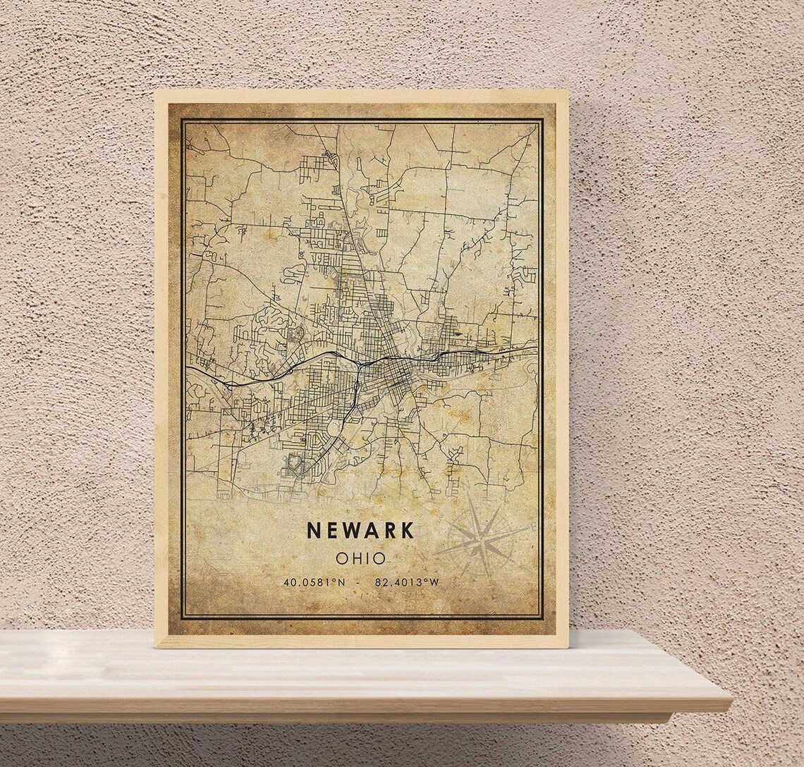 Newark Map Print Newark Map Ohio Map Art Newark City | Etsy