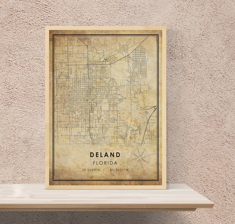 Deland Vintage Map Print Deland Map Florida Map Art Etsy