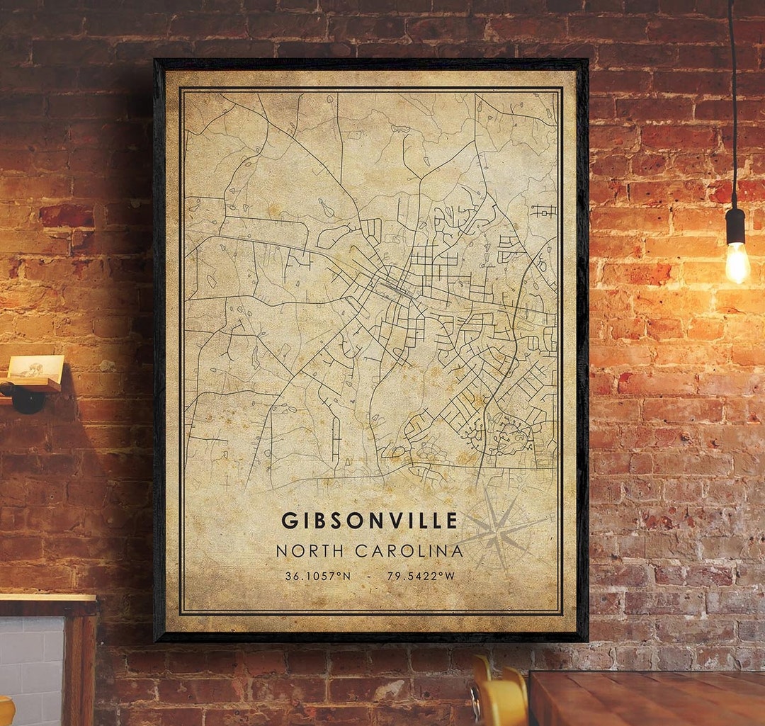 Gibsonville Map Print Gibsonville Map North Carolina Map Art