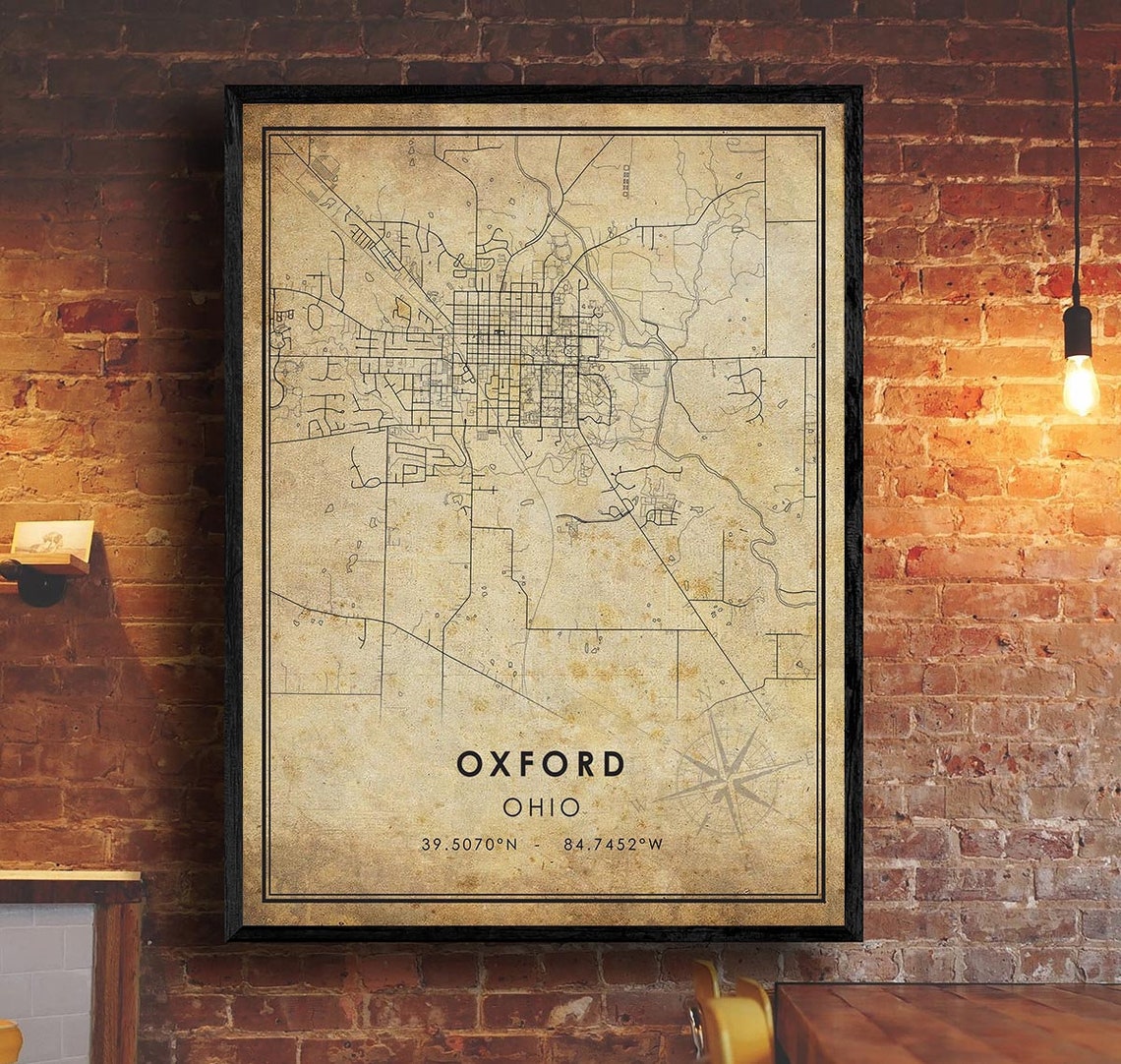 Oxford Map Print Oxford Map Ohio Map Art Oxford City Etsy