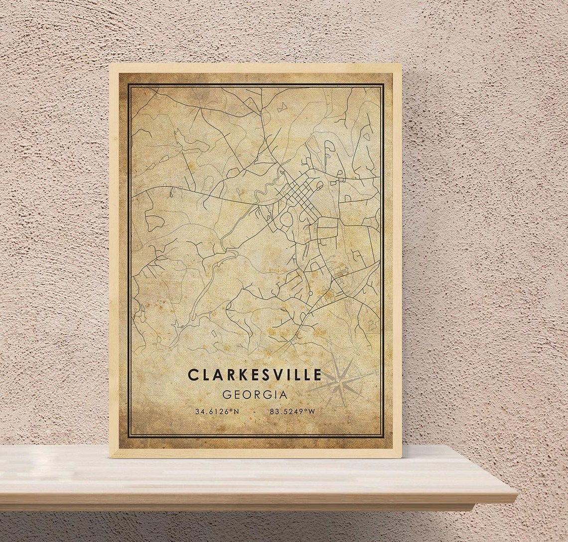 Clarkesville Map Print Clarkesville Map Map Art Etsy