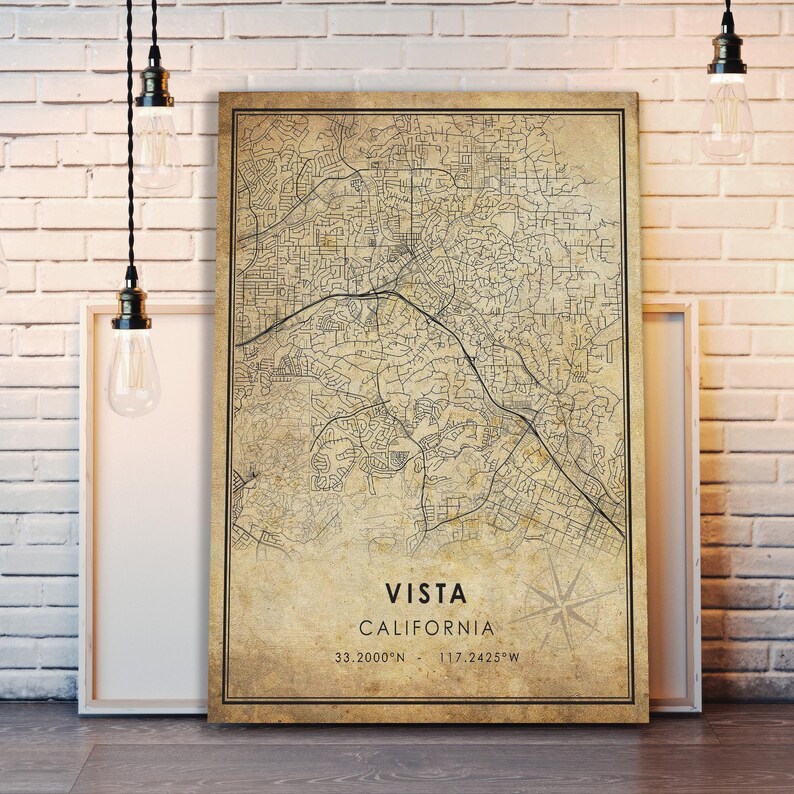 Vista Map Print Vista Map California Map Art Vista City Road Map Poster