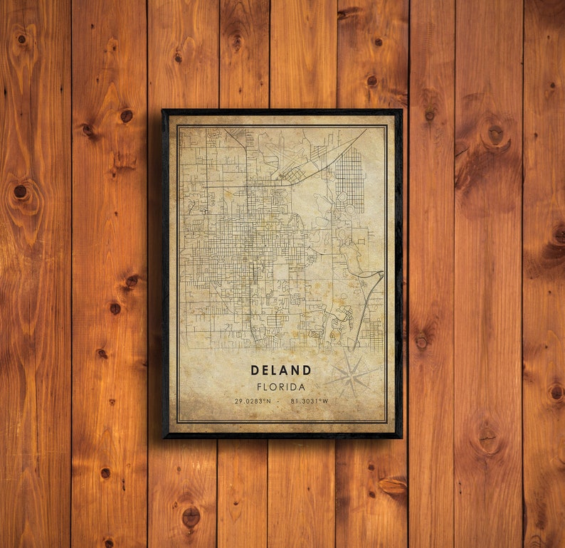 Deland Vintage Map Print Deland Map Florida Map Art Etsy