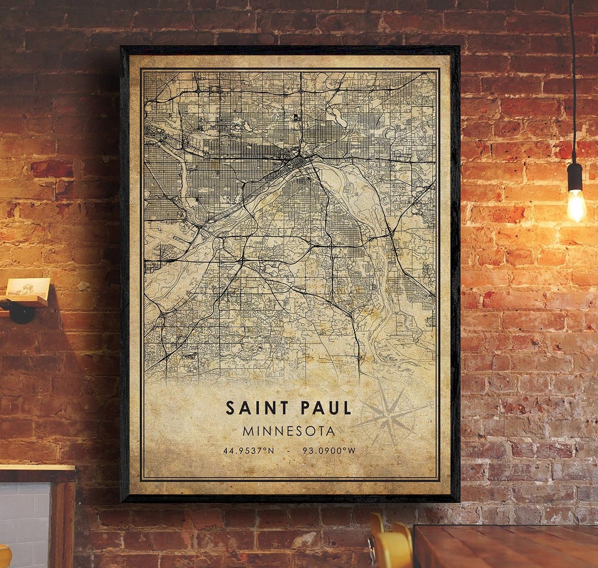 Printable Map of St. Paul Minnesota Home Decor Unique Gift 