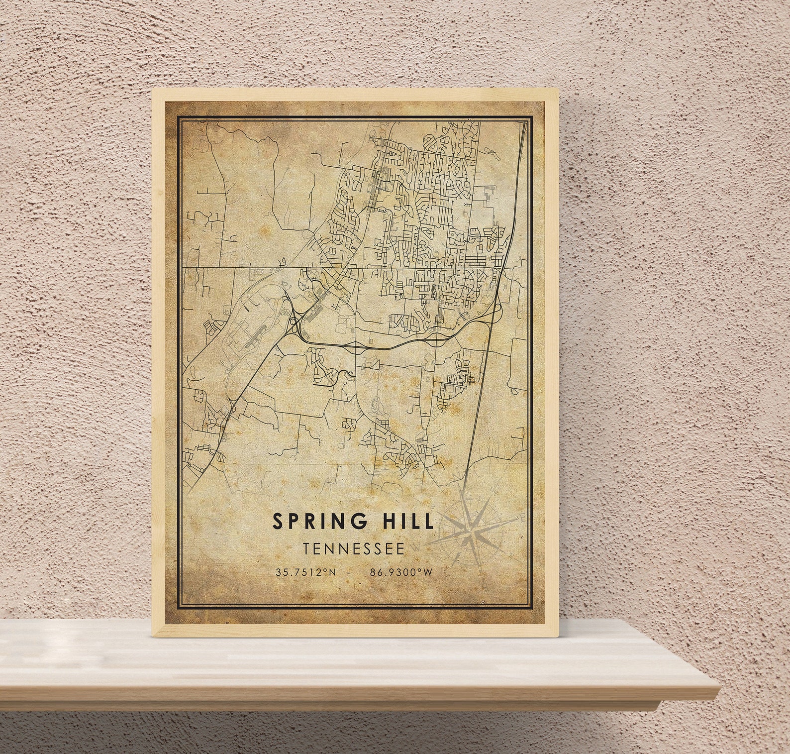 Spring Hill Vintage Map Print Spring Hill Map Tennessee Etsy