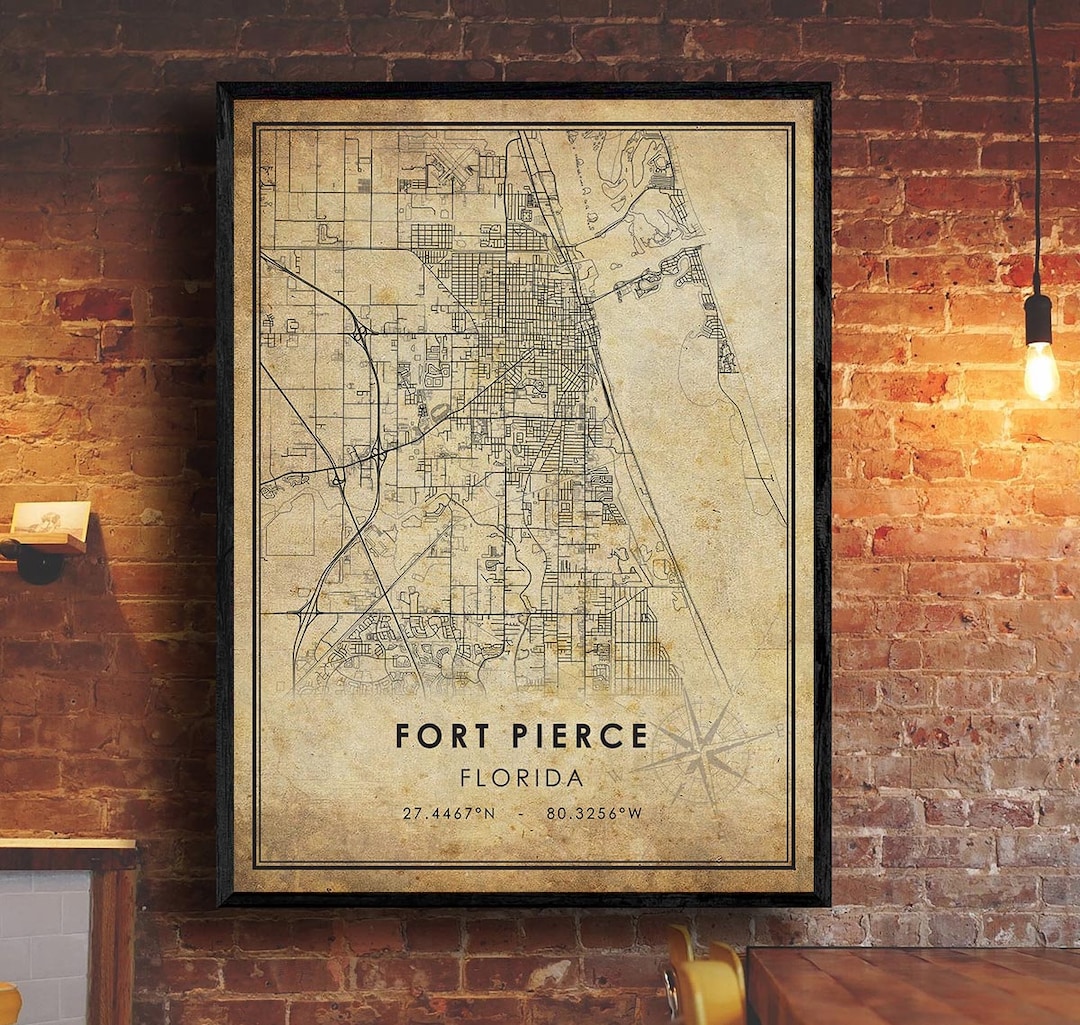 Fort Pierce Vintage Map Print | Fort Pierce Map | Florida Map Art ...