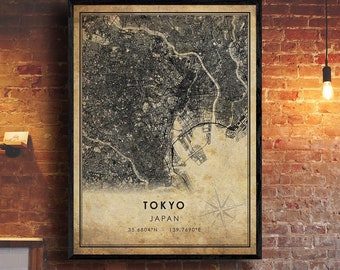 Tokyo Map Print | Tokyo Map | Japan Map Art | Tokyo City Road Map Poster | Vintage Gift Map