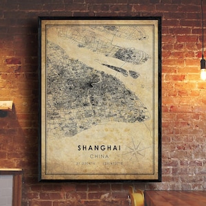 Shanghai Map Print | Shanghai Map | China Map Art | Shanghai City Road Map Poster | Vintage Gift Map