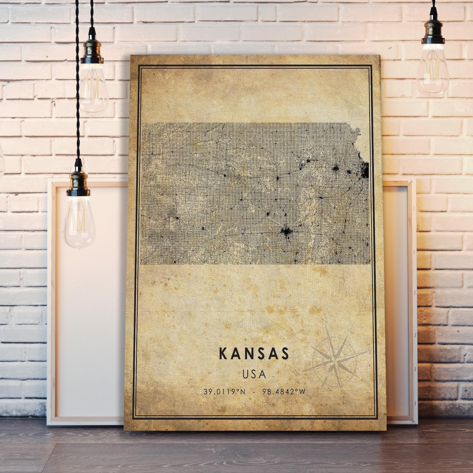 Kansas Map Print | Kansas Map | USA Map Art | Kansas City Road Map ...