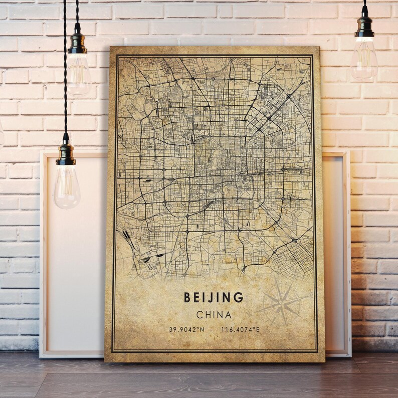 Beijing Vintage Map Print | Beijing Map | China Map Art | Beijing City ...