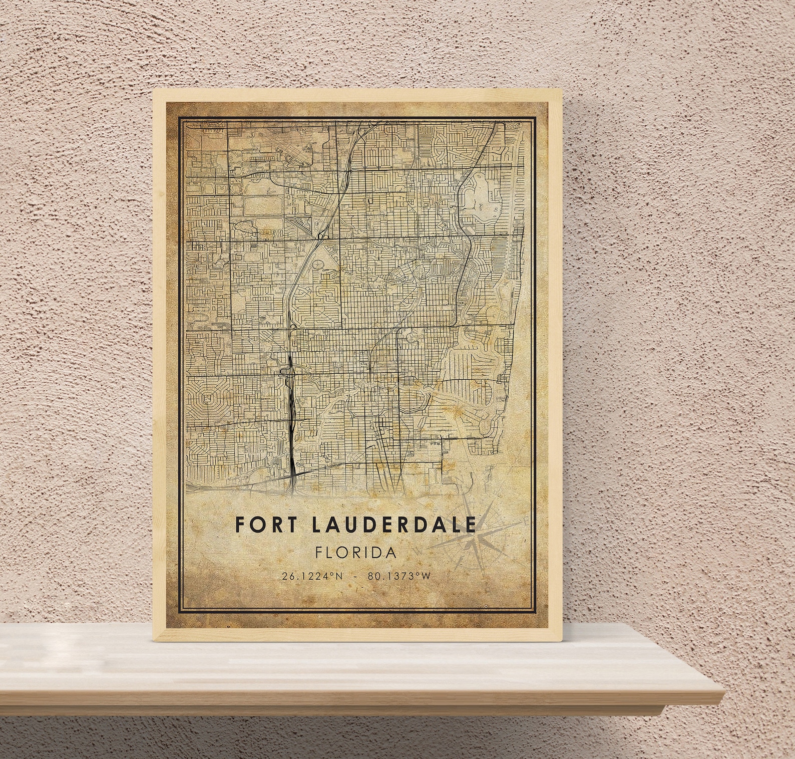 Fort Lauderdale Vintage Map Print Fort Lauderdale Map - Etsy