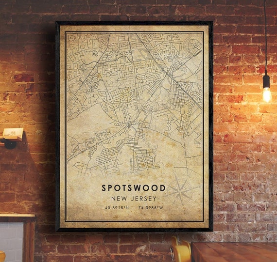Spotswood Map Print Spotswood Map New Jersey Map Art Etsy