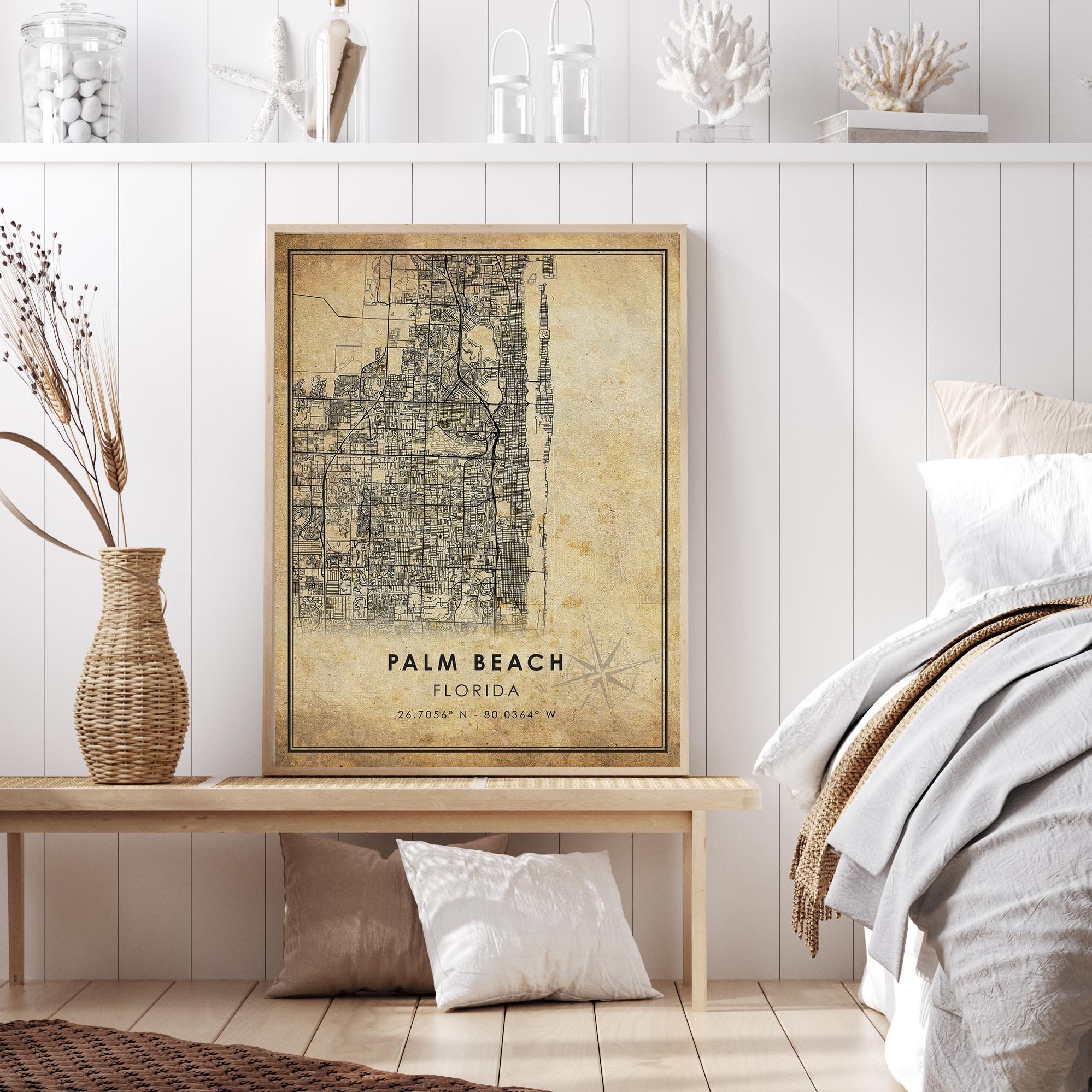 Palm Beach Map Print Palm Beach Map Florida Map Art Palm - Etsy