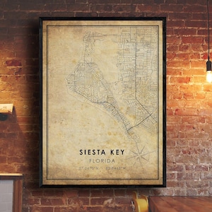 Siesta Key Map Print | Siesta Key Map | Florida Map Art | Siesta Key Florida City Road Map Poster | Vintage Gift Map