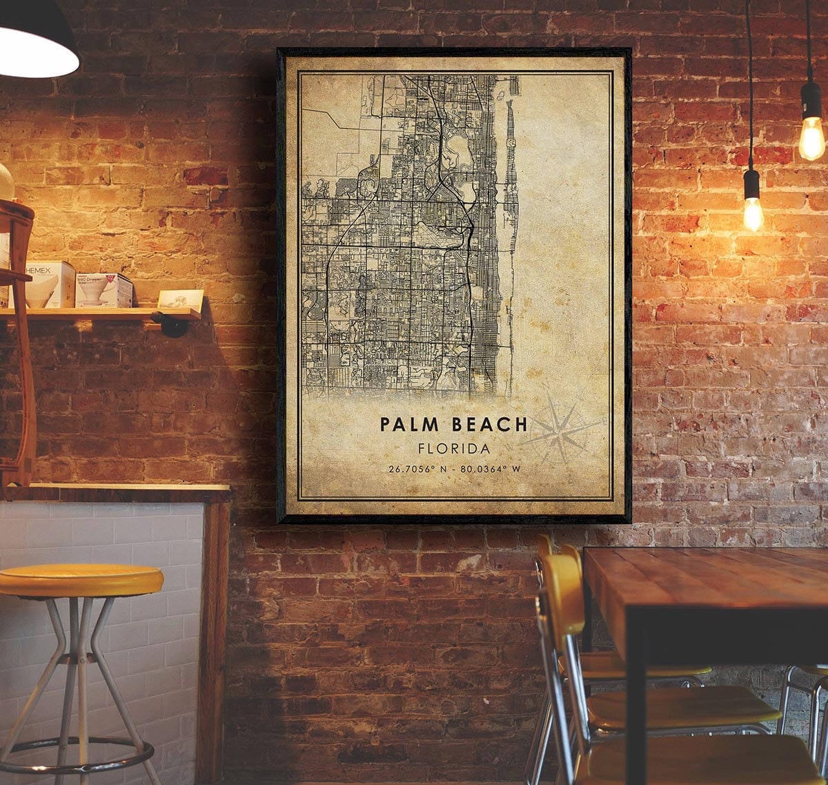 Palm Beach Map Print Palm Beach Map Florida Map Art Palm - Etsy