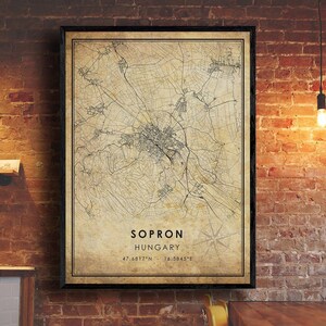 Sopron Map Print | Sopron Map | Hungary Map Art | Sopron City Road Map Poster | Vintage Gift Map