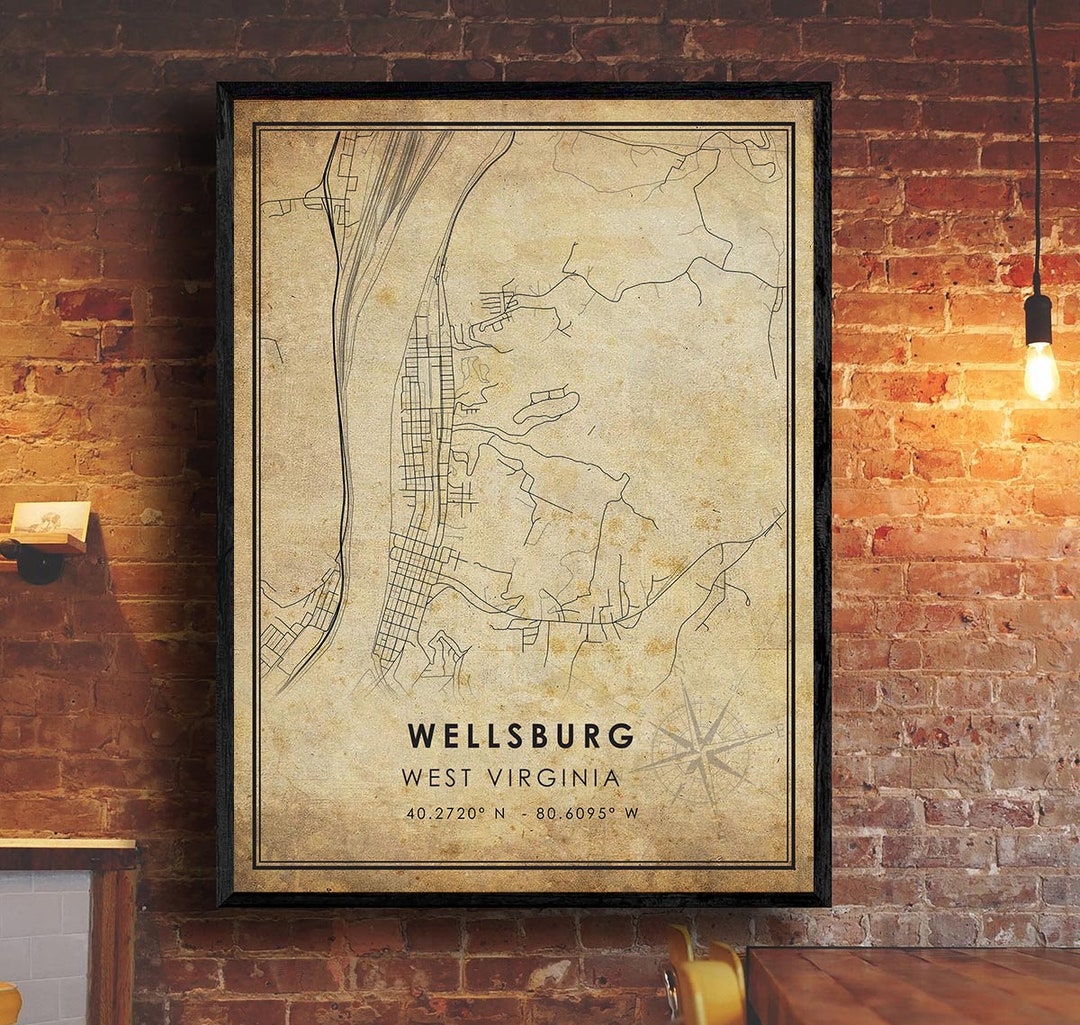Wellsburg Map Print Wellsburg Map West Virginia Map Art Wellsburg City