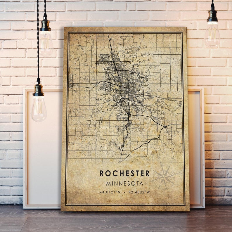 Rochester Vintage Map Print | Rochester Map | Minnesota Map Art ...