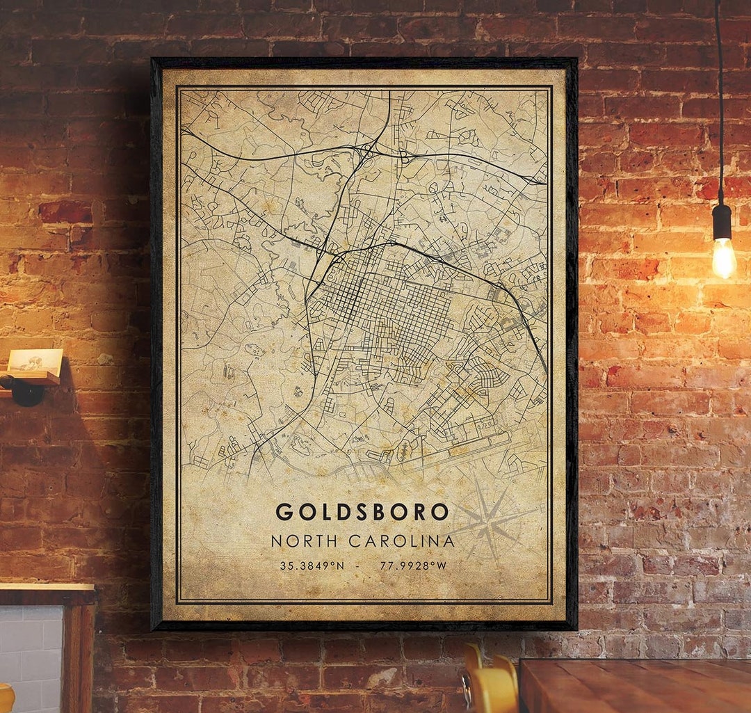 Goldsboro Vintage Map Print Goldsboro North Carolina Map Etsy