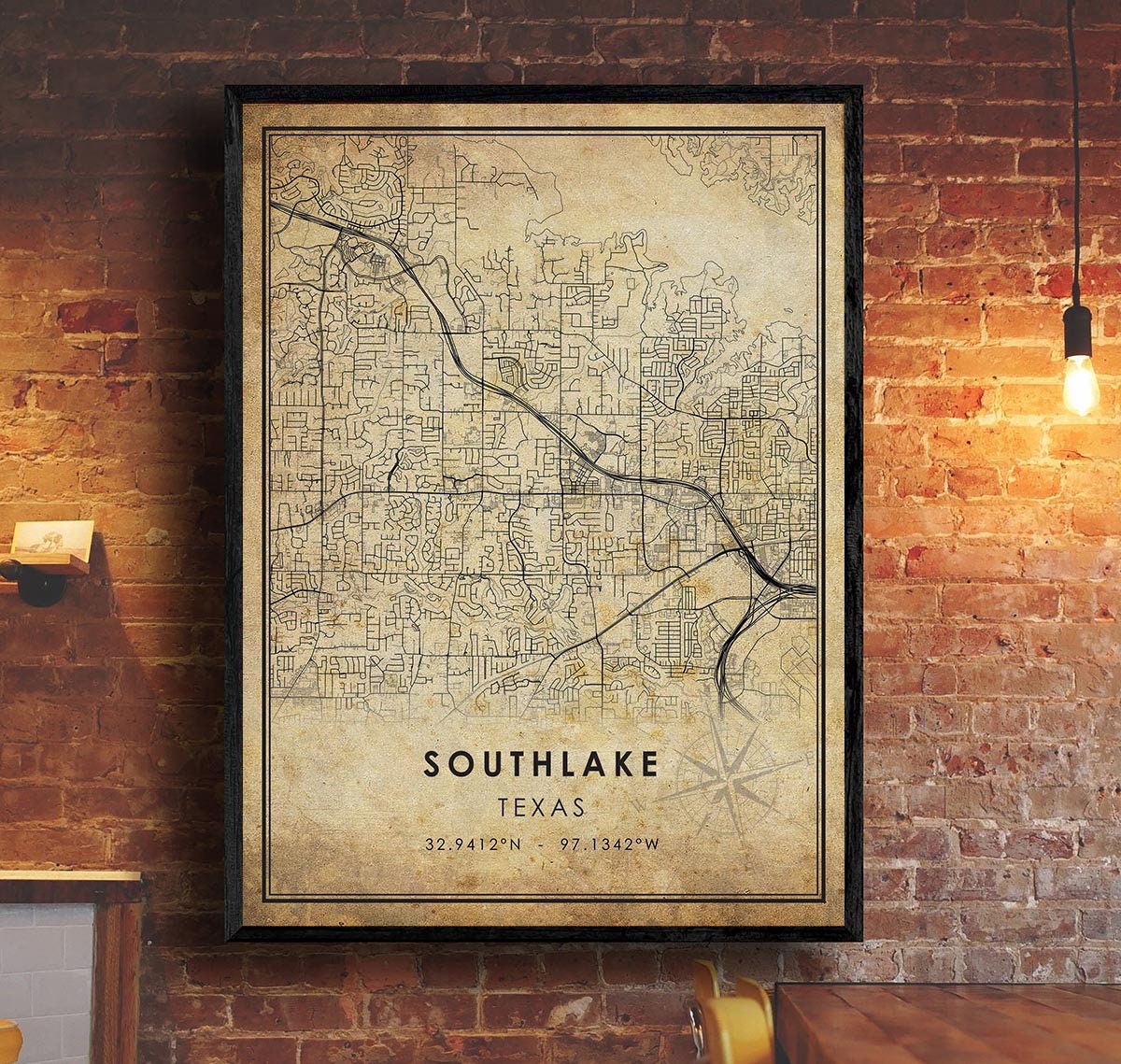Southlake Map Print | Southlake Map | Texas Map Art | Southlake City Road Map Poster | Vintage Gift Map