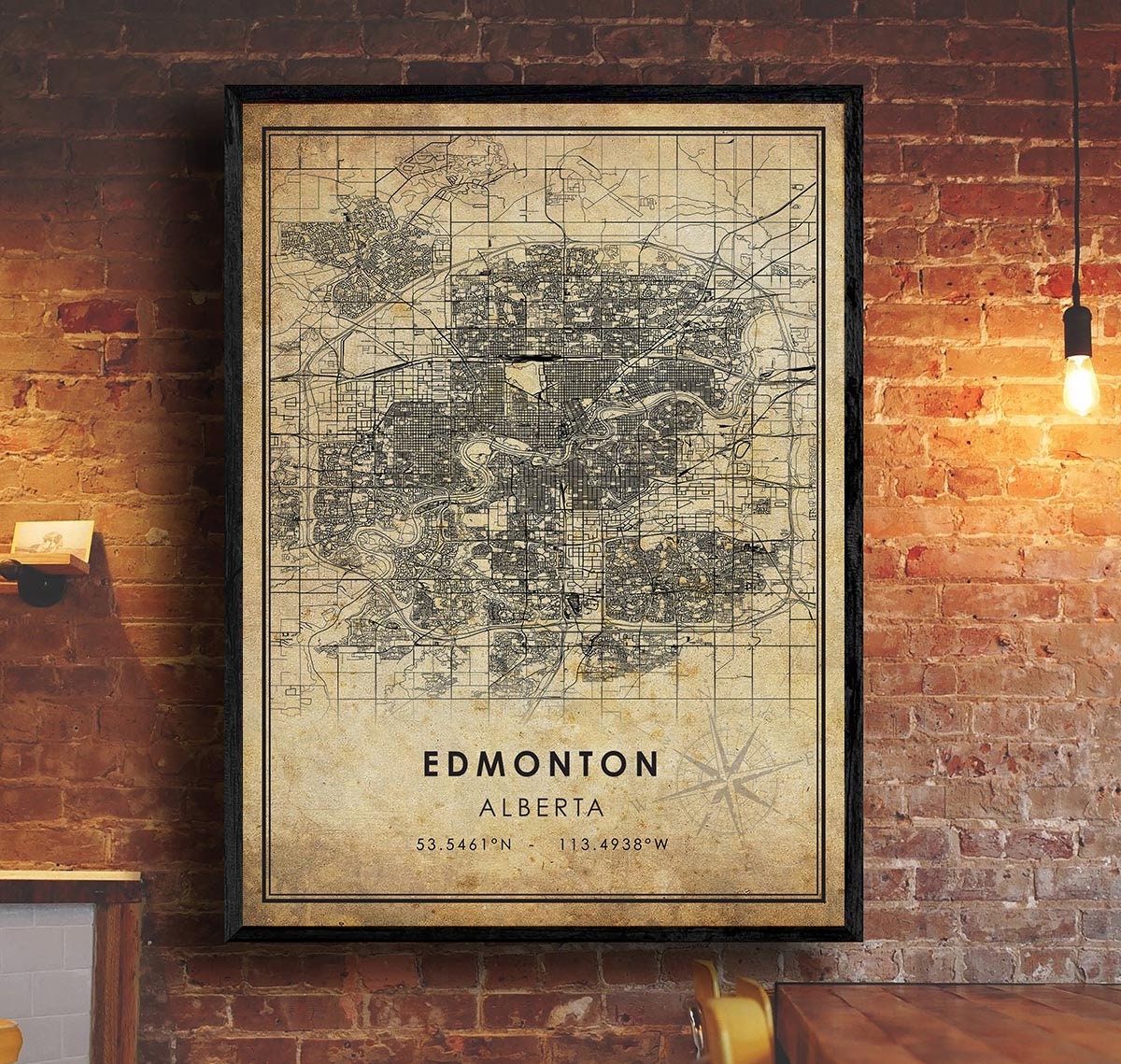 Edmonton Vintage Map Print Edmonton Map Alberta Map Art Etsy Canada
