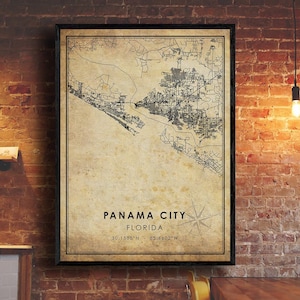 Panama City Vintage Map Print | Panama City Map | Florida Map Art | Panama City Road Map Poster | Vintage Gift