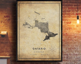 Ontario Map Print | Ontario Map | Canada Map Art | Ontario City Road Map Poster | Vintage Gift Map