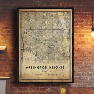 Arlington Heights Map Print | Arlington Heights Map | Illinois Map Art | Arlington Heights City Road Map Poster | Vintage Gift Map