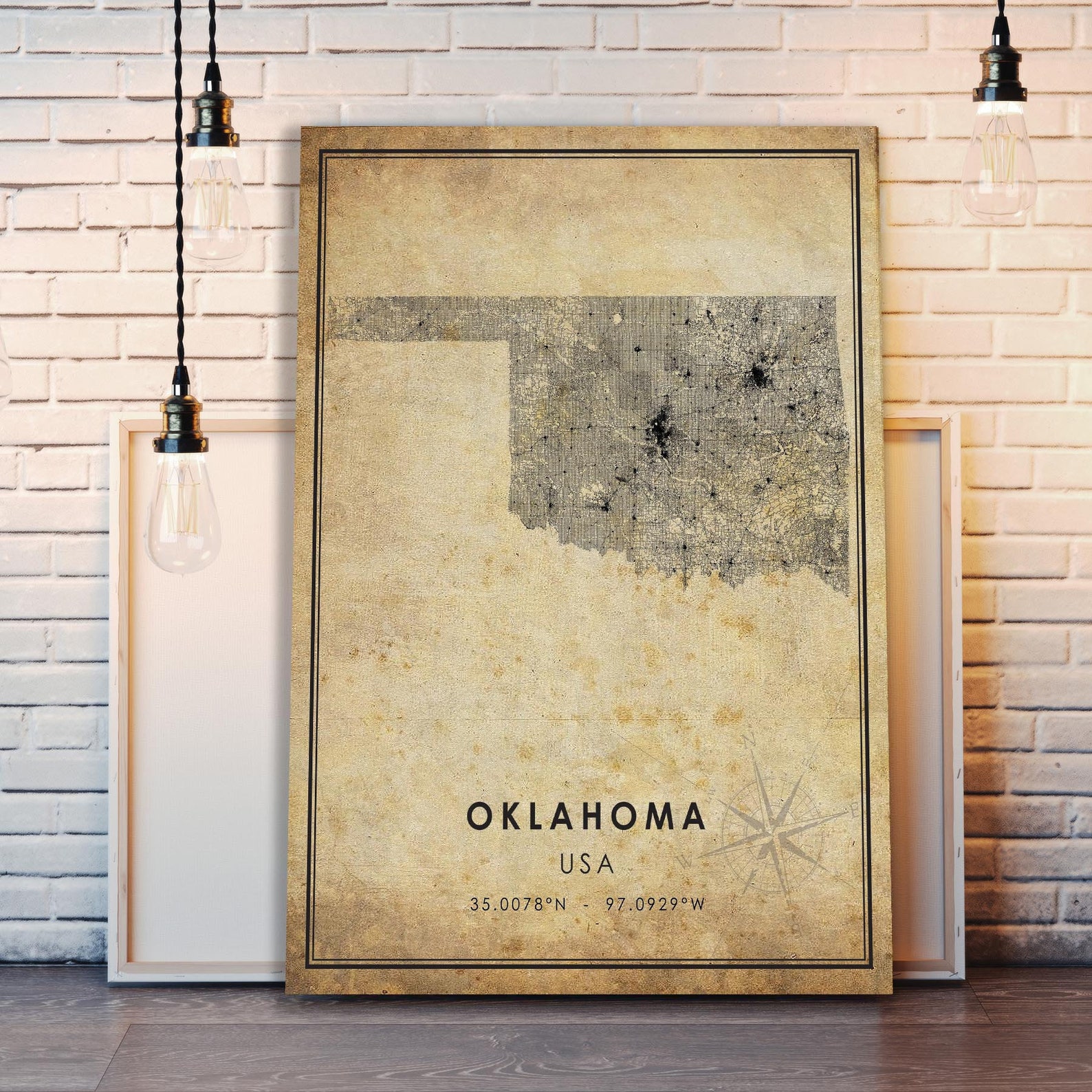 Oklahoma Vintage Map Print Oklahoma Map Oklahoma State Map - Etsy